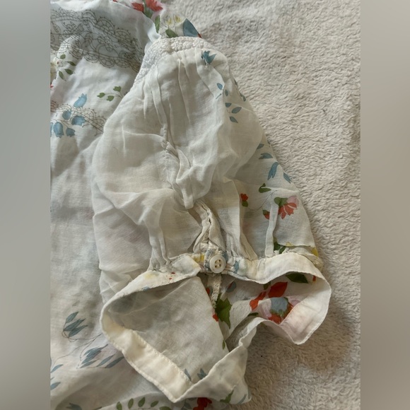 Johnny Was White Floral Short Sleeve Blouse - Picture 7 of 8